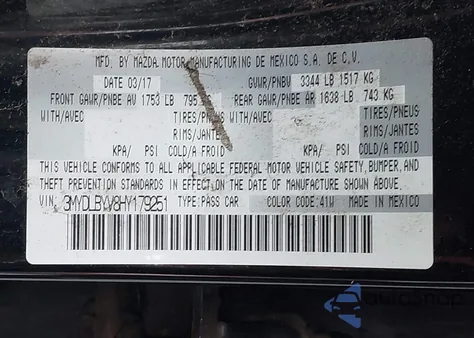 2017 Toyota Yaris Ia from USA, damaged, VIN 3MYDLBYV8HY179251